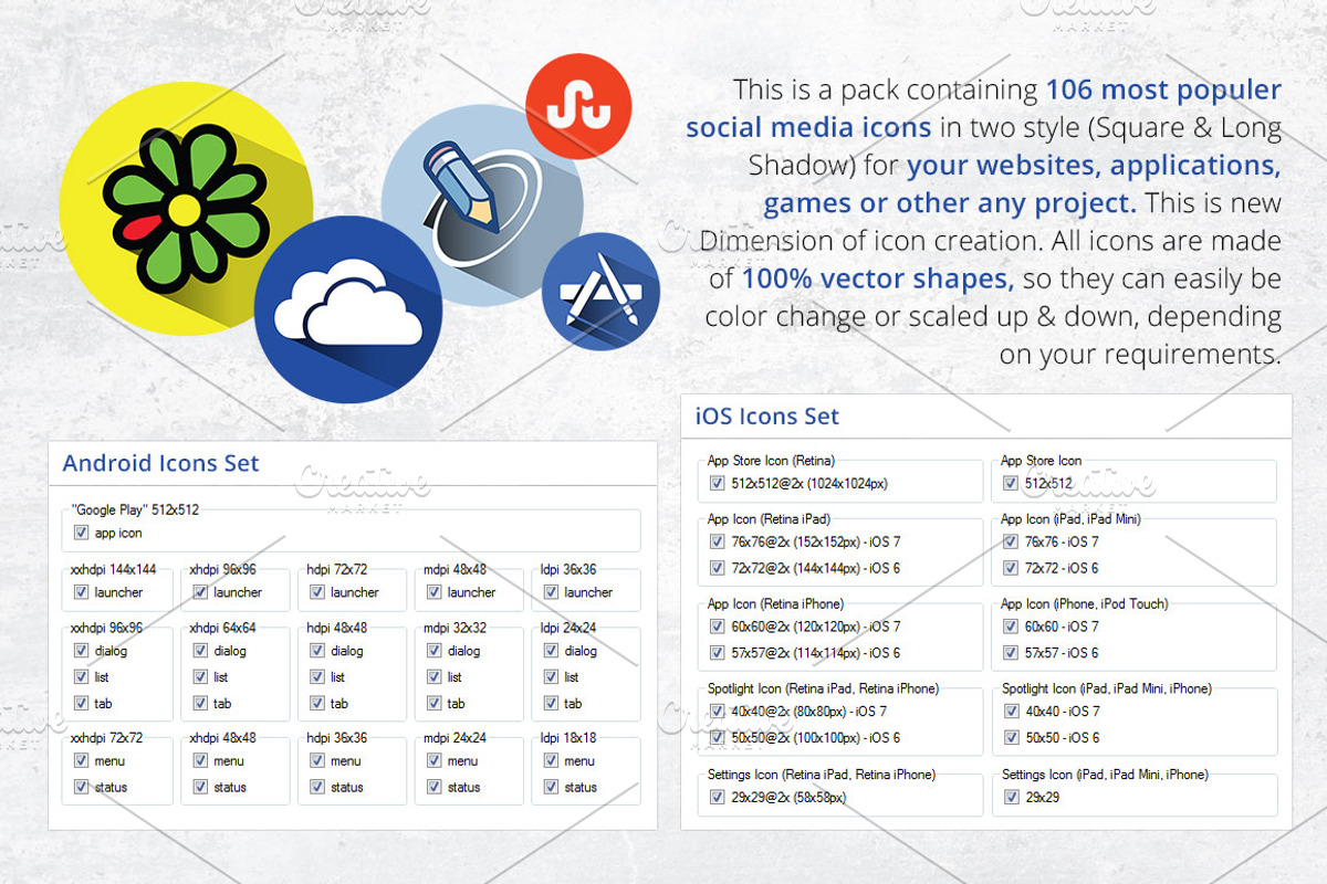 212 Flat Round Social Media Icons preview 5