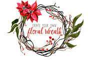 Create Your Own Winter Floral Wreath, an Illustration by Digital Press Creation (Thumbnail 1 of 3)