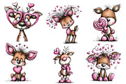 Valentine's Whimsical Deer Clipart, an Illustration by Dream Creation (Thumbnail 3 of 5)