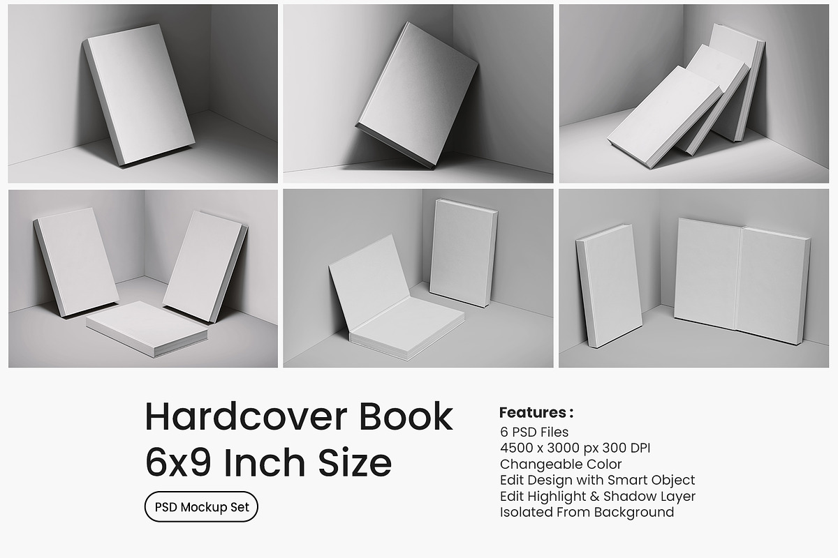 Hardback Book Cover PSD Mockup Set, a Books & Magazine Mockup by Remnand Studio (Photo 2 of 9)