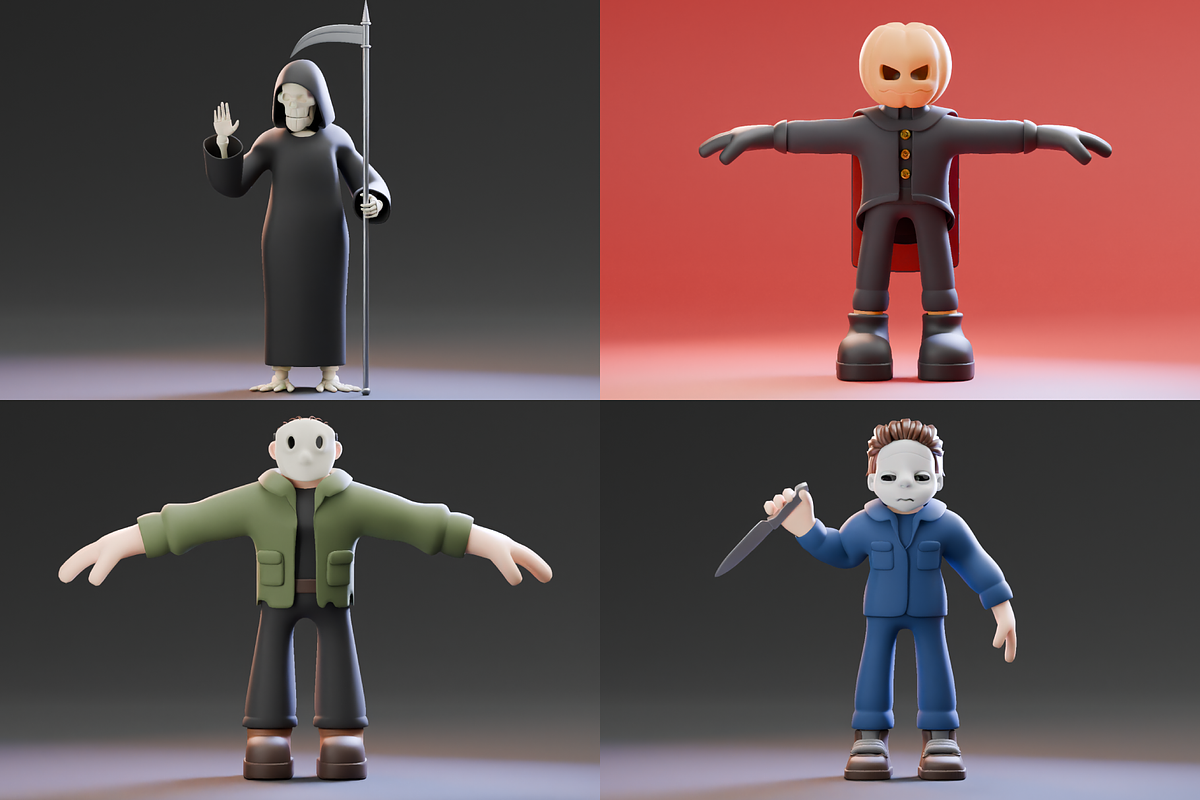 Halloween 3D Character Pack 02, a Characters & Person 3D Model by Dudukbersama (Photo 1 of 5)