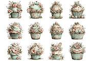 Whimsical spring cupcake clipart, an Illustration by SinaCreation (Thumbnail 2 of 11)