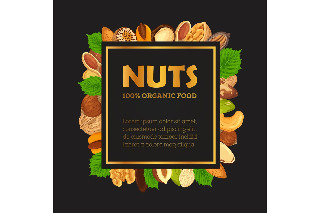 Nut Banner With Kernel And Shell Sign Food Illustrations Creative