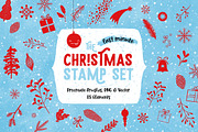 Procreate Christmas Stamp Set, a Brush Add-On by PrettyLittlePigs (Thumbnail 1 of 11)