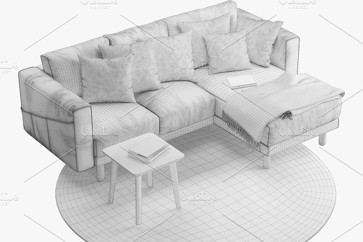 Four-seat sofa 3d model, a Furniture 3D Model by 3dmitruk (Photo 9 of 9)