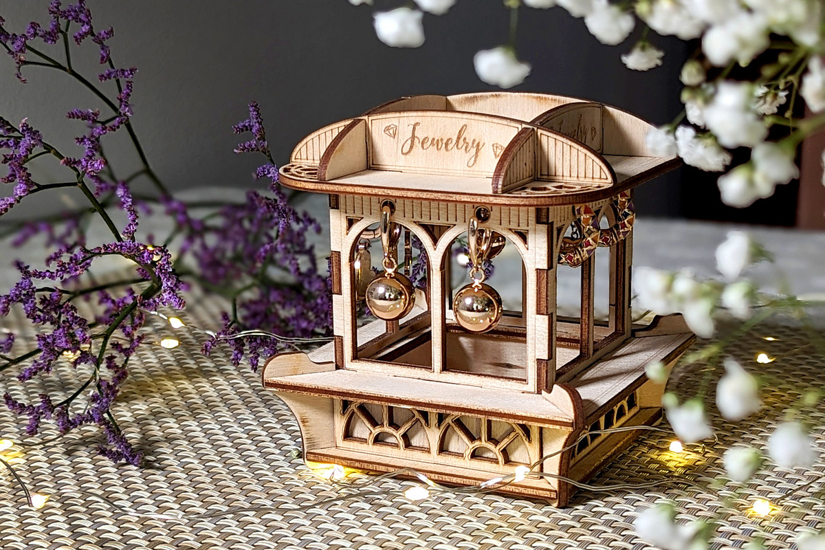 Laser Cut Earrings Jewelry Stand, an Object Graphic by VectorPainter (Photo 4 of 14)