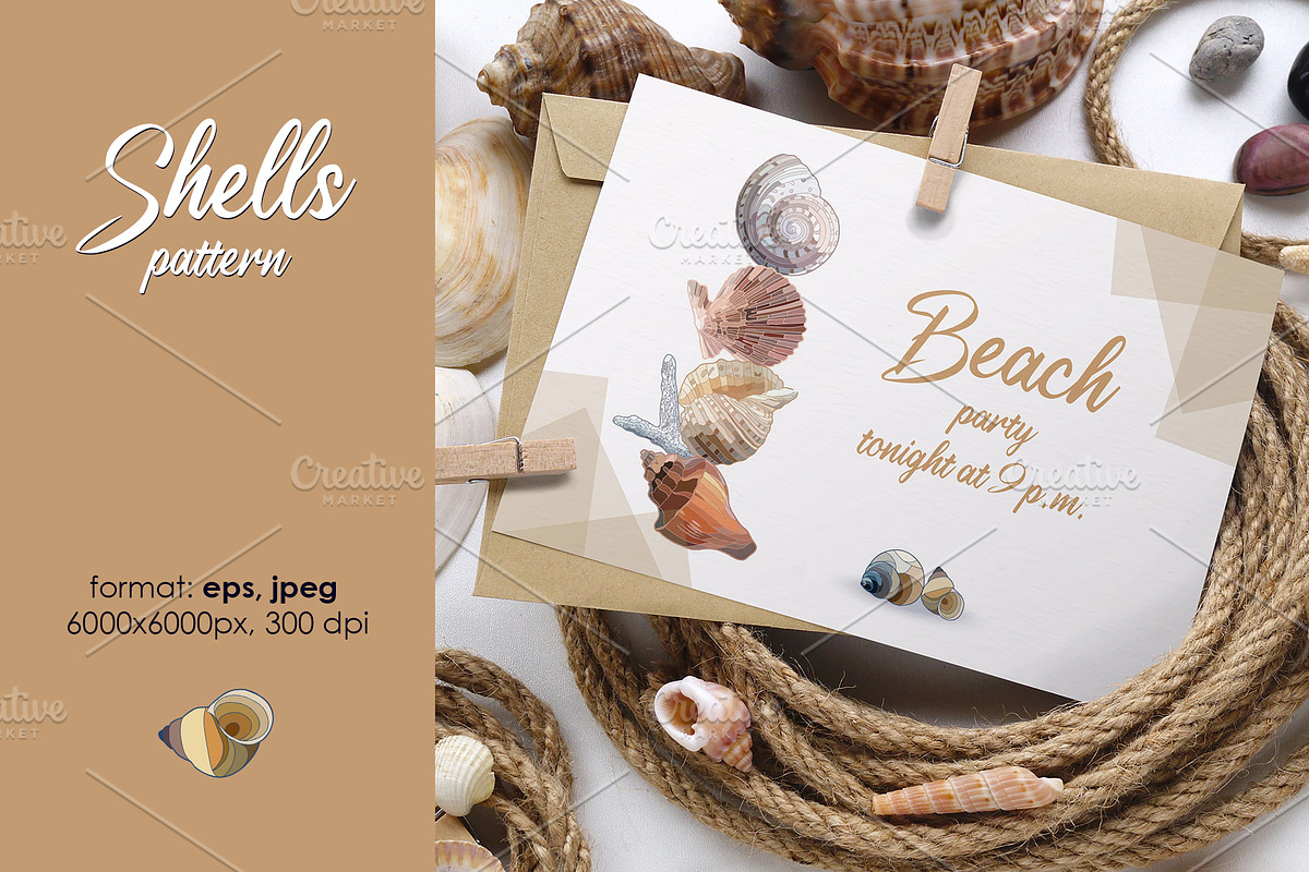Seashells patterns collection, a Pattern Graphic by Sam2211 (Photo 13 of 13)