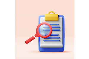 3D document clipboard with, an Object Illustration by Abscent