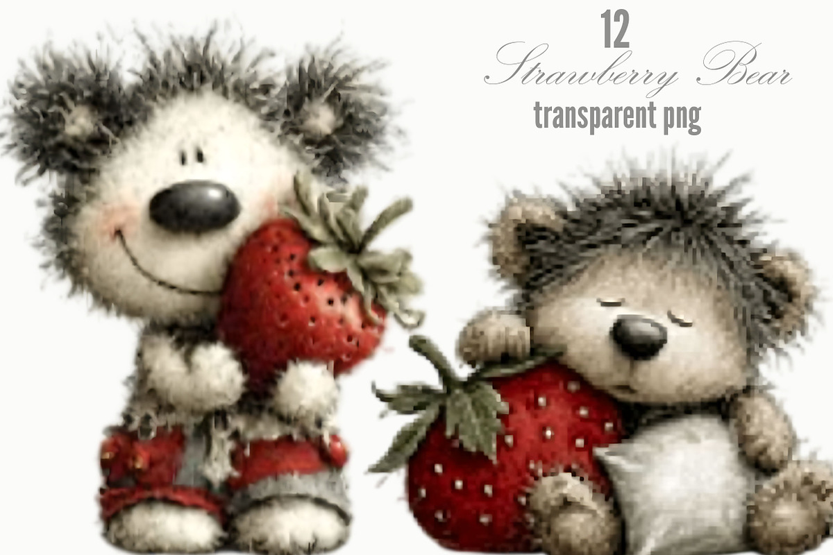 Strawberry Bear PNG Clipart, an Animal Illustration by Designking (Photo 1 of 5)