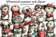Whimsical summer seal clipart, an Illustration by Designworld (Thumbnail 1 of 4)