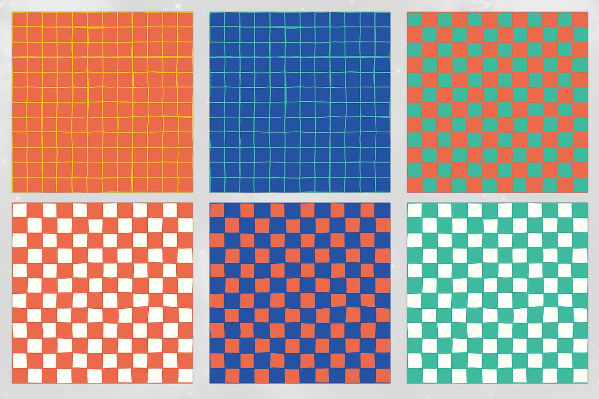 Vibrant Checker & Grid Pattern Set, a Pattern Graphic by Brandi Lea Designs