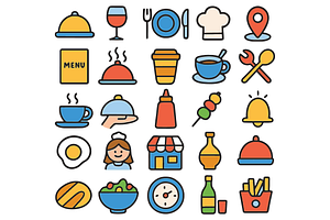 Restaurant and Food Icons, an Object Graphic by nikagraphic