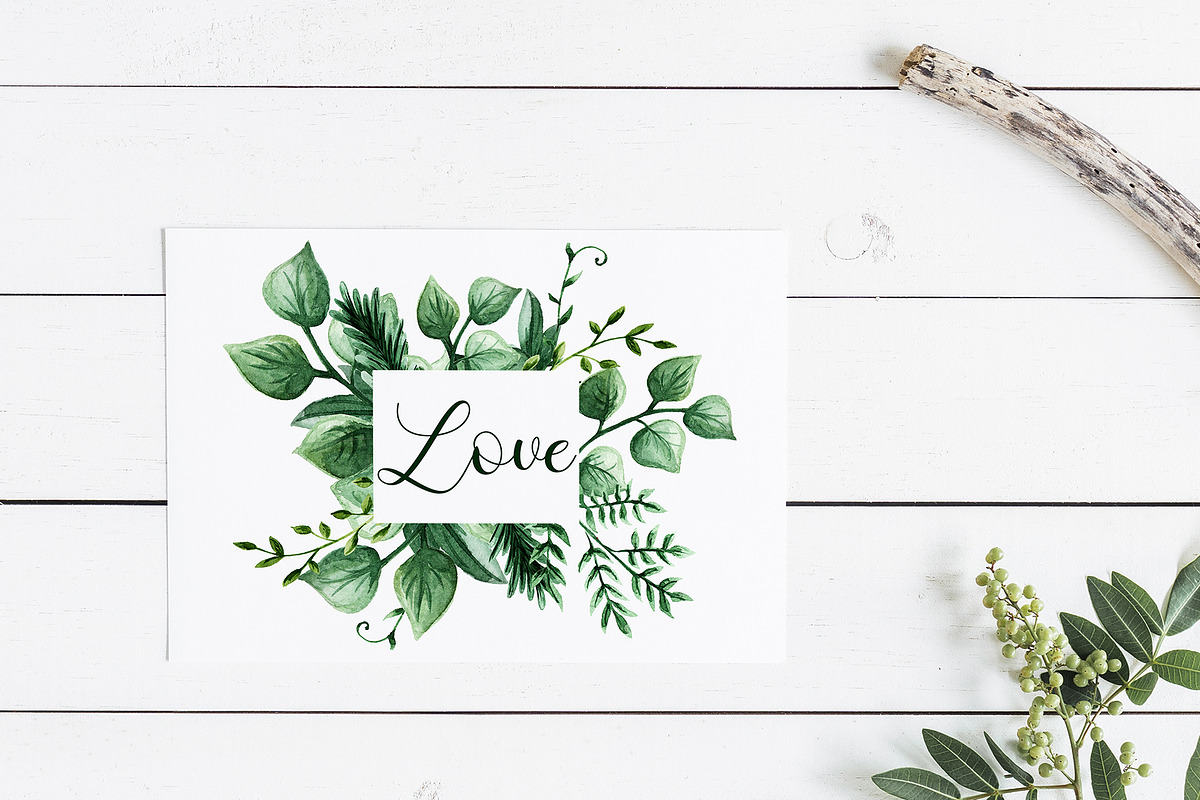 Herbaceous Greens-watercolor set, a Decorative Illustration by Astarte_design (Photo 9 of 13)