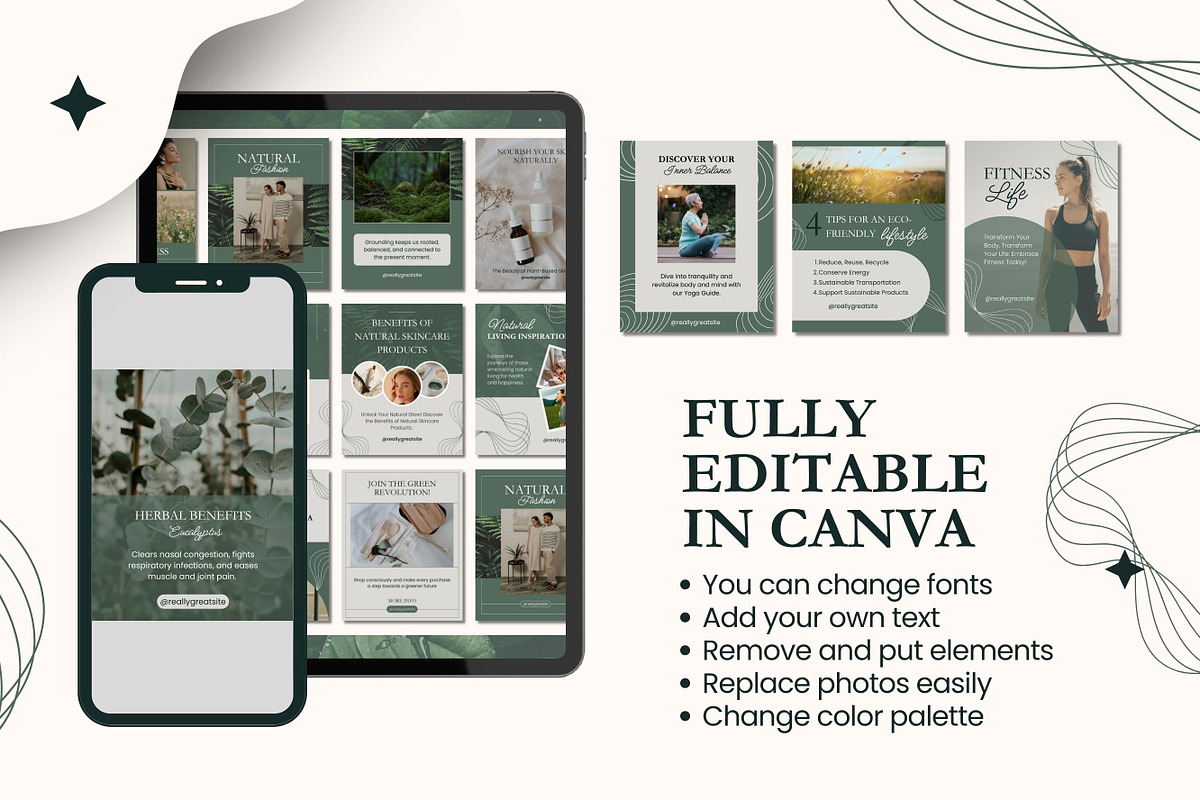 50 Natural Posts Portrait Canva, a Templates & Theme by TemplateCastleStore (Photo 9 of 9)