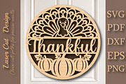 Thankful Turkey Door Sign SVG, a Work Illustration by Digital Artistic99 (Thumbnail 1 of 4)