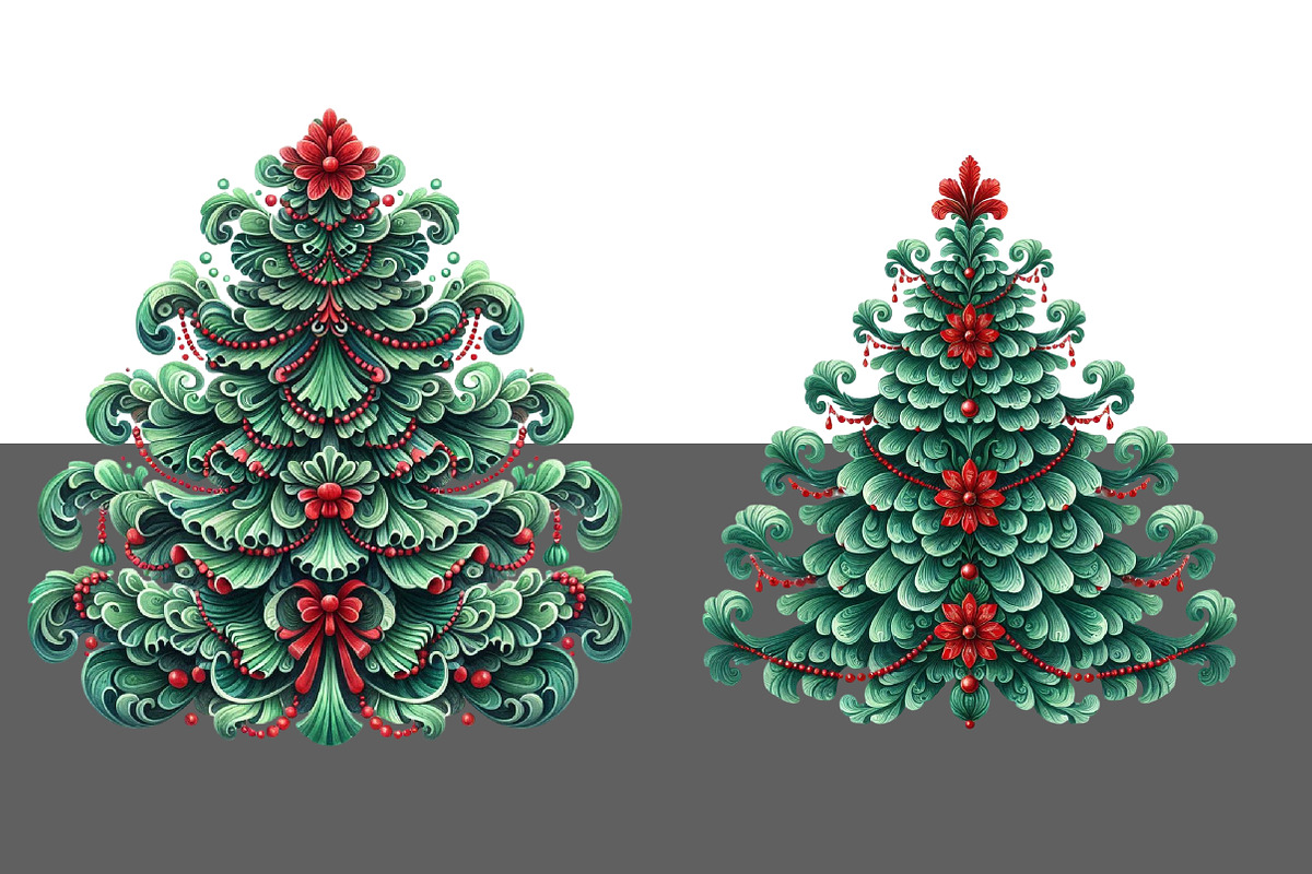 Christmas Tree Damask Clipart, an Illustration by Designworld (Photo 5 of 5)