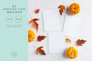 Simple Fall Greeting Card Mockup