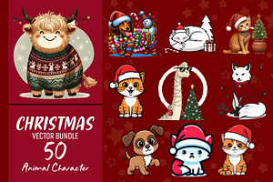 50 Festive christmas characters set, an Illustration by Sofia's Fashion