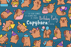 Cute Kawaii Capybara Birthday, an Animal Illustration by Palau