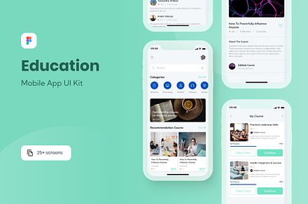 Education Mobile UI Kit, an App Template by Kreativ Space