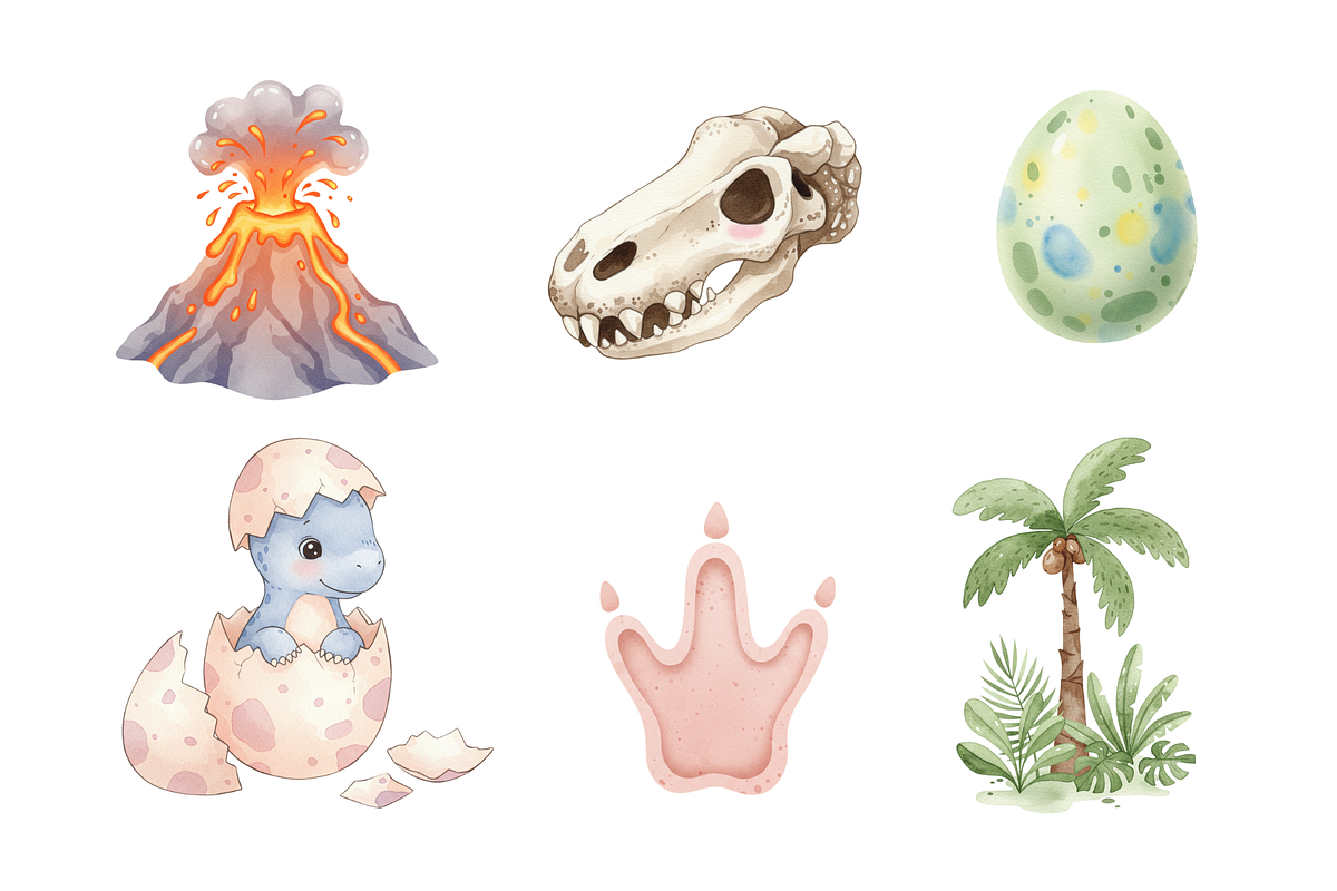Watercolor Dinosaurs Clipart, an Animal Illustration by BerryPieArt (Photo 2 of 4)