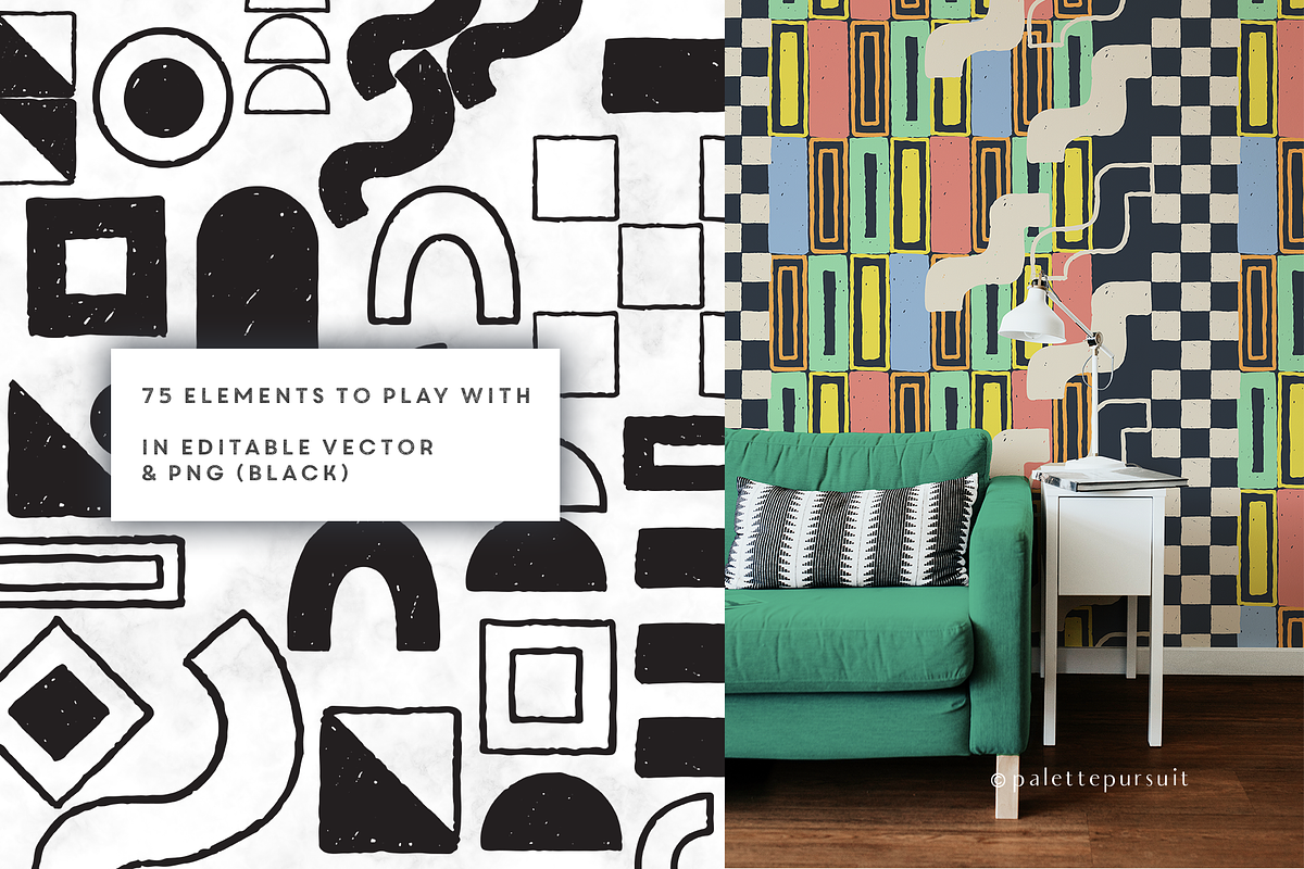 Retro geometric vector patterns, a Pattern Graphic by Palette Pursuit (Photo 3 of 5)