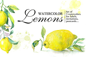 Watercolor Lemons Set