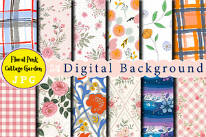 Floral Pink Cottage Garden Digital, a Photo by Wow Magic