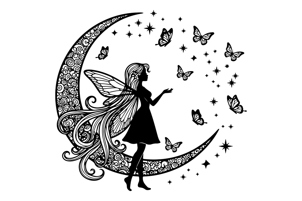 Fairy Moon Butterfly Silhouette, an Object Illustration by Gaye Art (Photo 15 of 31)
