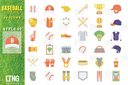 Baseball icon set with 3 styles, an Outline Icon by LTNG STUDIO (Thumbnail 3 of 6)