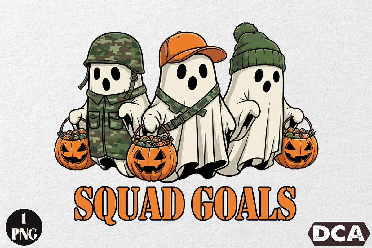 Camo Ghosts Halloween Sublimation, an Illustration by DreamCafeArt (Photo 1 of 6)