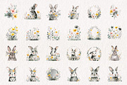 Watercolor Bunnies and Wild Flower, an Illustration by CreationArt (Thumbnail 2 of 10)
