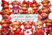 Cute Valentine Highland Cow Clipart, an Illustration by Designworld (Thumbnail 1 of 6)