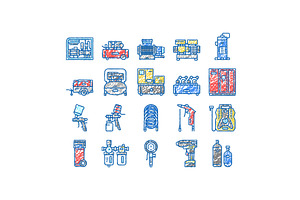 Air Compressor Tool set Icons hand, an Object Illustration by pikepicture