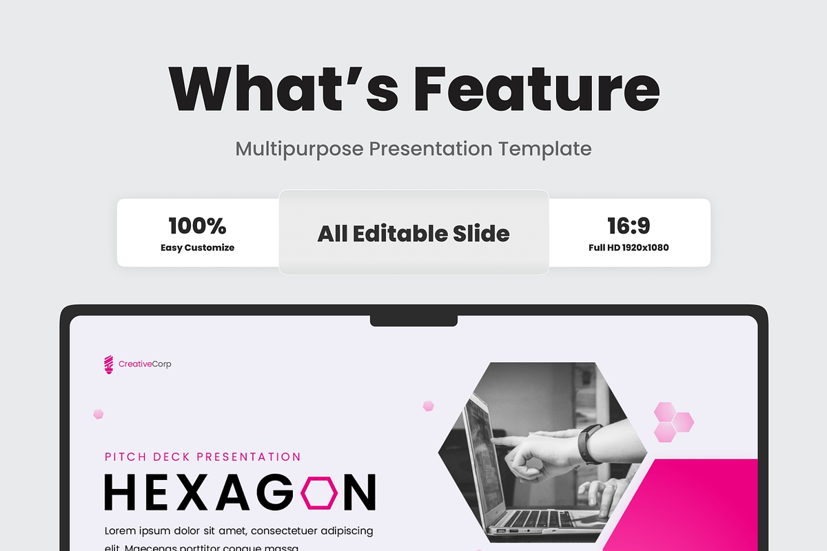 Creative Hexagon PowerPoint, a Presentation Template by SquidPixey (Photo 2 of 6)