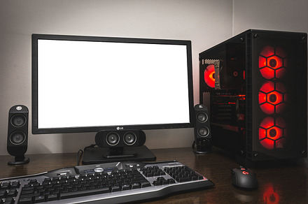 Workplace featuring pc, computer, and technology