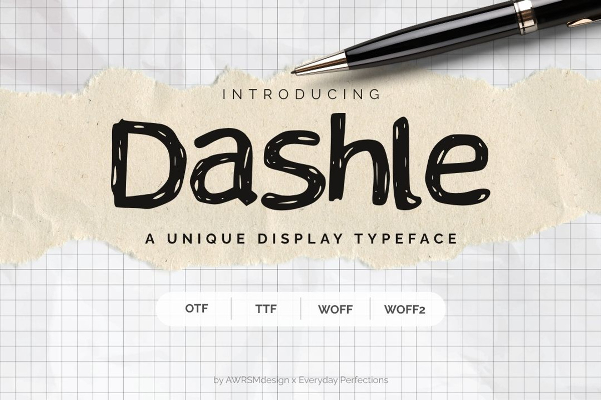 Dashle | A Doodle Decorative Font, a Handwritten Font by Everyday Perfection (Photo 1 of 5)
