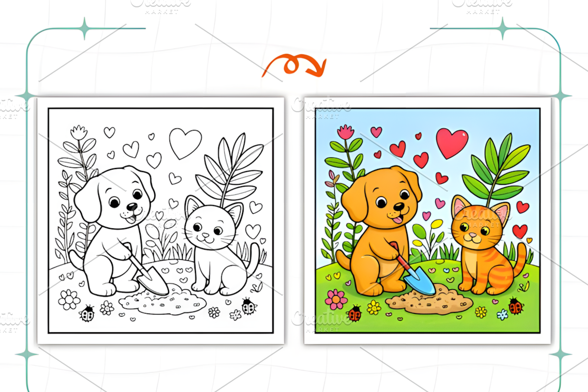 Cozy Quiet Friendship Coloring Pages, an Animal Illustration by Coco Bloom (Photo 4 of 9)