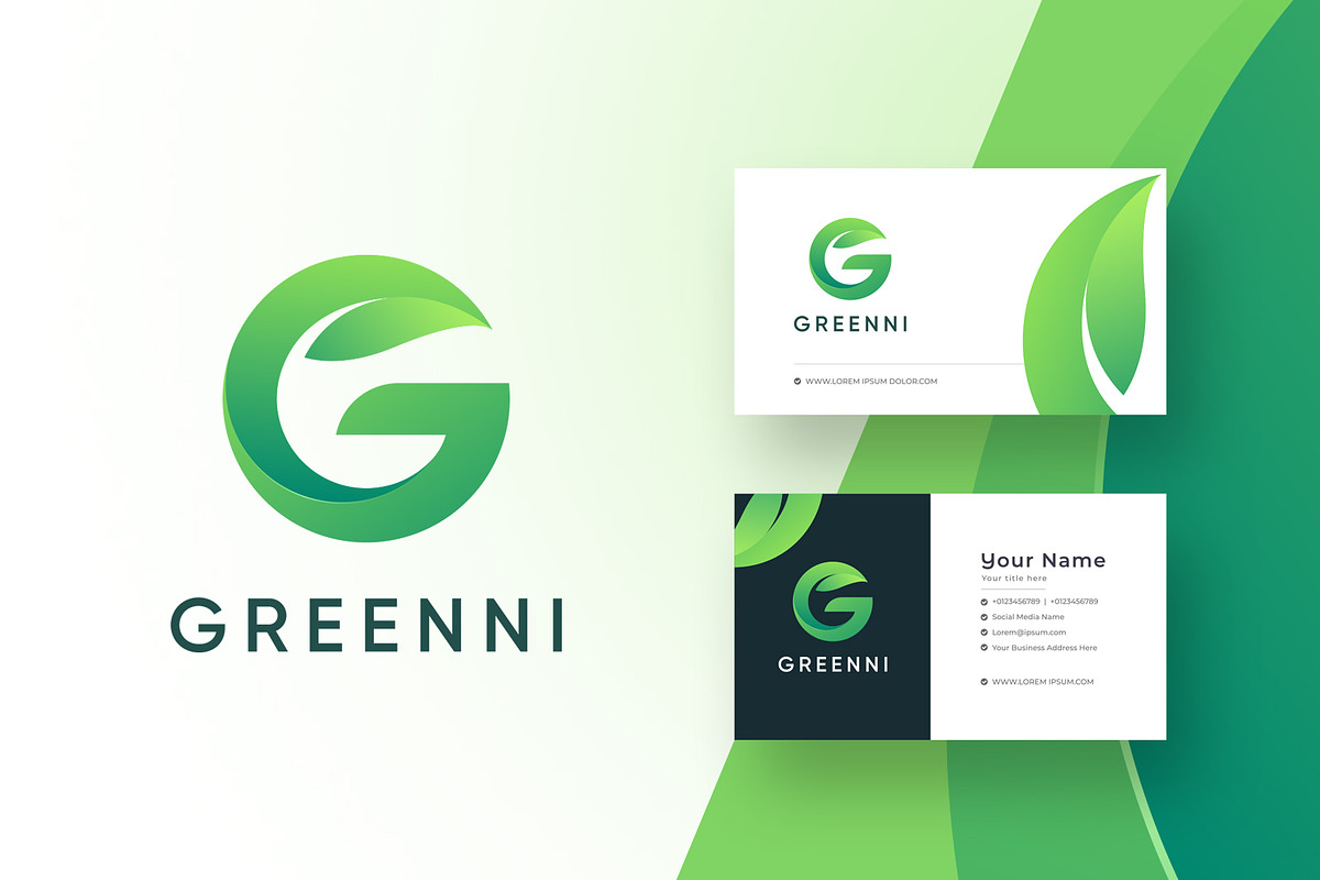 Leaf Letter G Logo & Business Card, a Branding & Logo Template by gdrony (Photo 1 of 3)