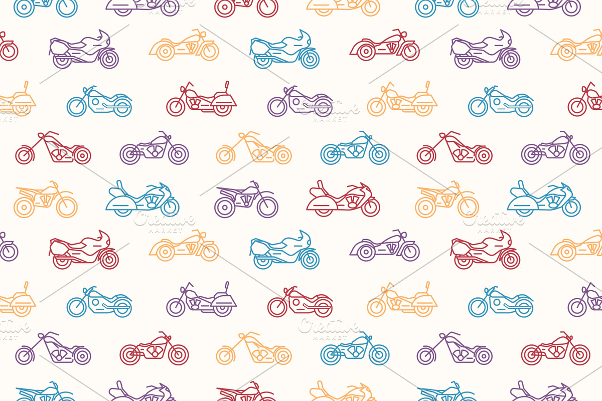 Mototechnics set, seamless patterns, an Object Illustration by Good Studio (Photo 4 of 7)