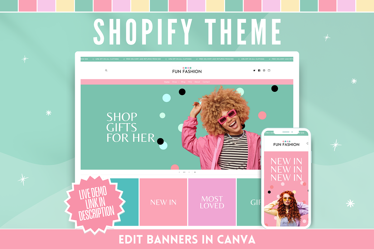 Fun Fashion Shopify Theme, a Shopify Template by SunshineStudioBoutique (Photo 1 of 8)