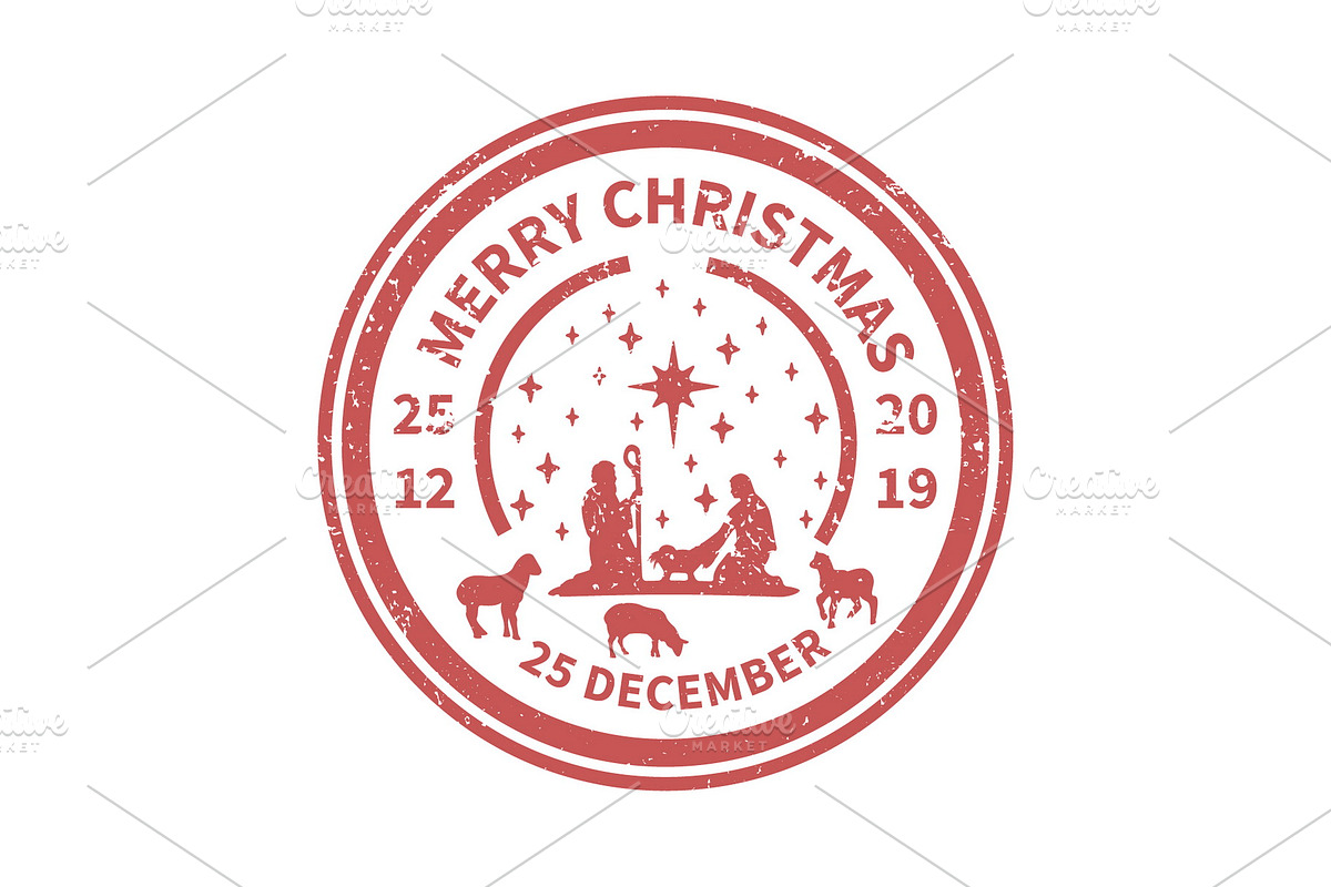 Christmas red Postal Stamp., a Texture Illustration by IvanFet (Photo 1 of 3)