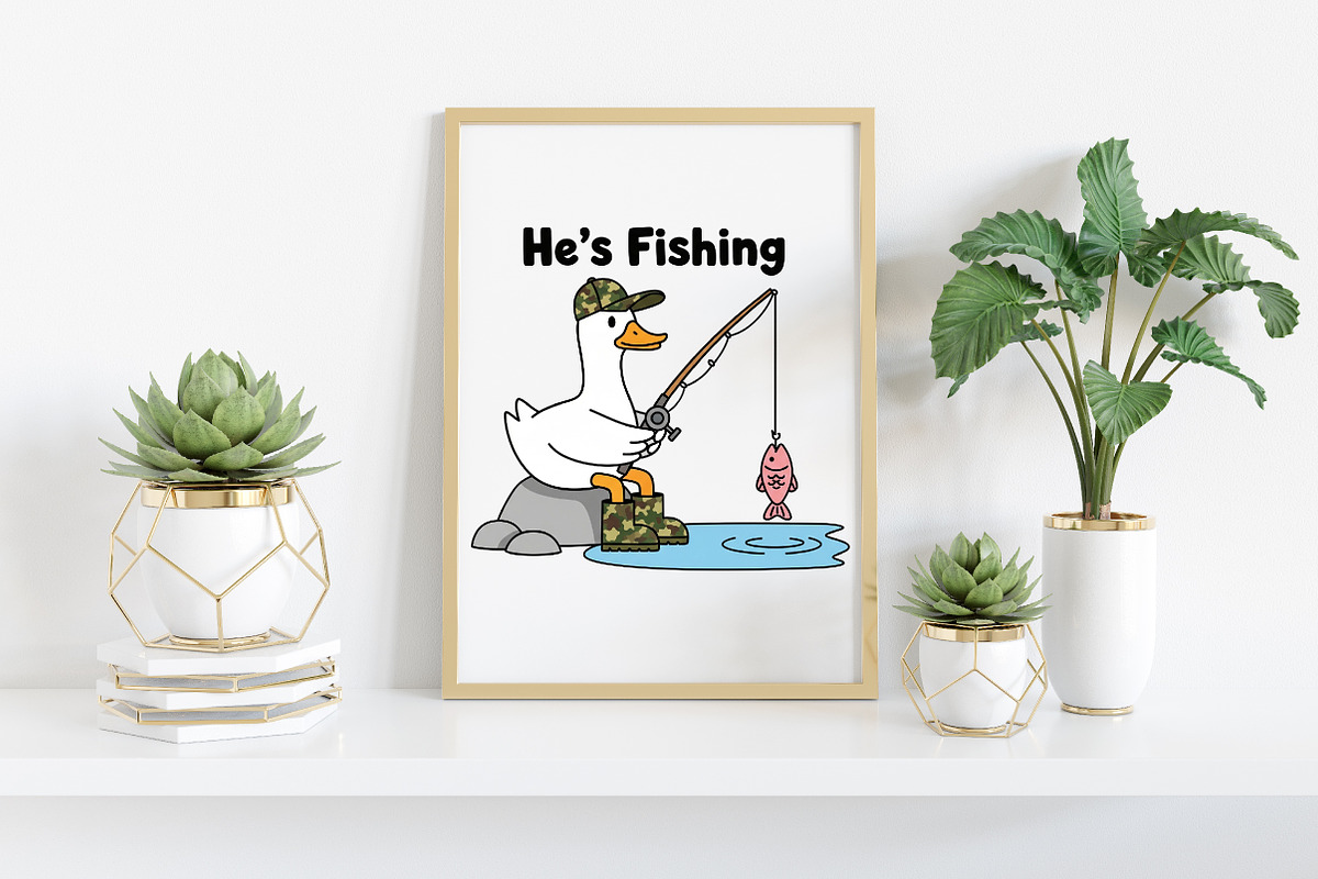 Funny Goose Fishing Clipart, an Illustration by Craft Nest (Photo 3 of 6)