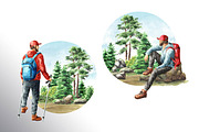 Let's Hiking! Watercolor set, a Person Illustration by Daria Ustiugova (Thumbnail 6 of 13)