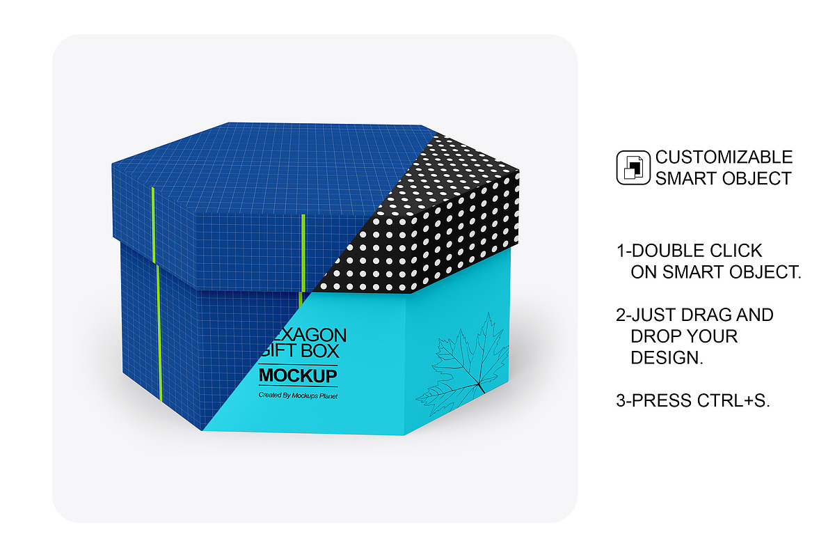 Glossy Hexagon Gift Box Mockup, a Packaging Mockup by Mockups Planet (Photo 4 of 6)