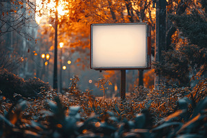 Blank illuminated signboard in a city park during autumn with wa, an Animal Photo by José Manuel Gelpi