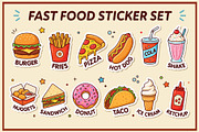 Cartoon Fast Food Stickers Clipart, a Food Illustration by Mad Max Shop (Thumbnail 2 of 3)