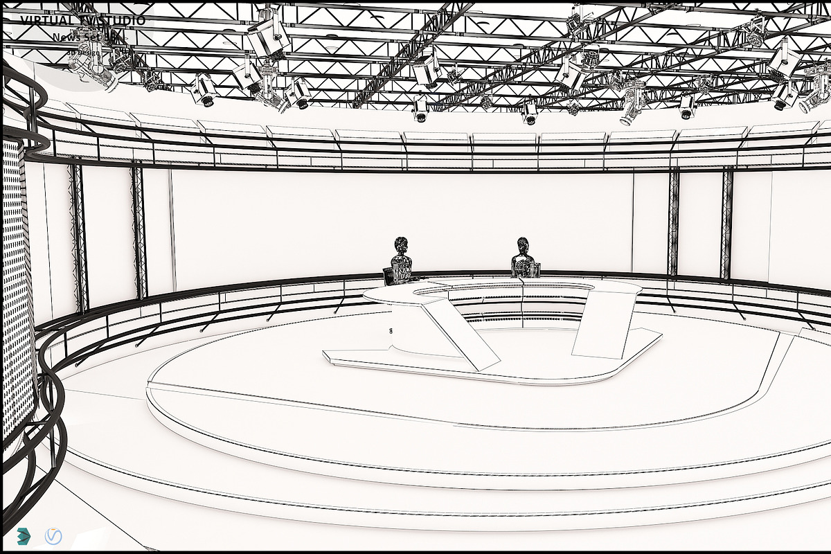 Virtual TV Studio News Set 35, an Architecture 3D Model by akerStudio (Photo 22 of 39)