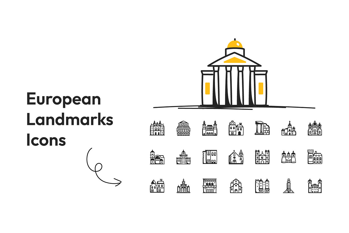 European landmark Icons, an Outline Icon by Prosymbols (Photo 2 of 8)