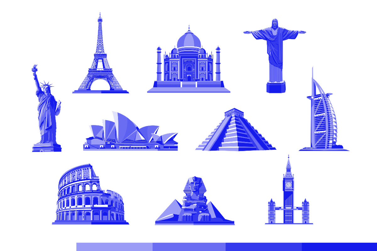 Duotone World Landmarks Illustration, an Object Illustration by Loin Studio (Photo 3 of 3)